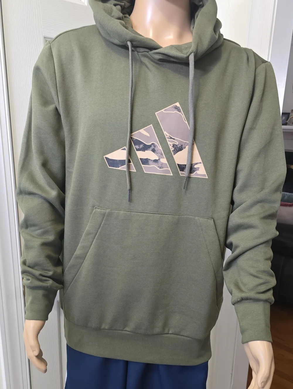 ADIDAS SIGNATURE BRAND MEN'S GREEN & CAMO PULLOVER HOODIE SWEATSHIRT SIZE LARGE
